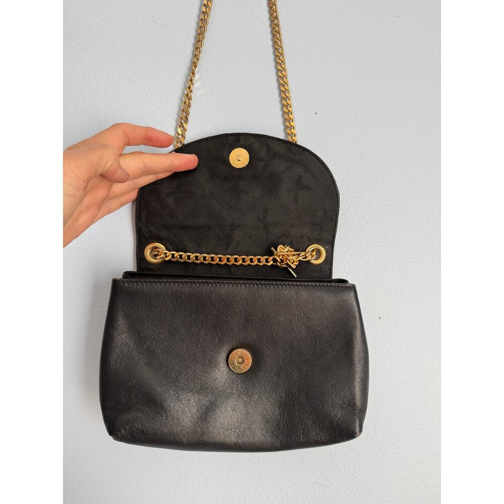 Vintage Palomo Picasso Vintage Black Leather Flap Chain Crossbody Shoulder Bag - Picture 2 of 10
